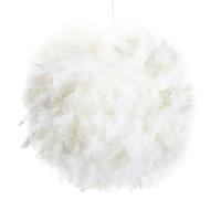 Contemporary and Unique Large White Real Feather Decorated Pendant Light Shade - 40cm Diameter & 40watt Maximum - Beautiful Statement Piece by Happy Homewares