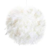 Happy Homewares Contemporary and Unique Large White Real Feather Decorated Pendant Light Shade - 40cm Diameter & 40watt Maximum - Beautiful Statement Piece