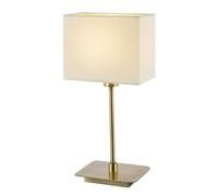 Happy Homewares Contemporary Antique Brass Bedside Table Lamp with White Cotton Fabric Shade | 33cm x 16cm x 10cm | 1 x 7w | Inline Cable Switch