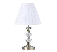 Contemporary Antique Brass Power Saving and Eco Friendly LED Table Lamp with Pleated Fabric Shade | 4w = 40w | Warm White | Touch Dimmable with 4 Settings by Happy Homewares