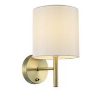 Happy Homewares Contemporary Bedside Wall Lamp in Antique Brass with Toggle Switch and Shade