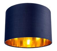 Contemporary and Chic Midnight Blue Cotton 10" Table or Pendant Circular Drum Lamp Shade with Shiny Copper Inner - 60watt Maximum by Happy Homewares