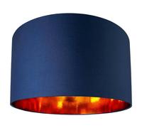 Contemporary Blue Cotton 20" Floor/Pendant Lamp Shade with Shiny Copper Inner, Blue