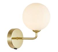 Happy Homewares Contemporary Chic Light Fitting with Opal White Globe Glass Shade in Gold Happy Homewares Gold