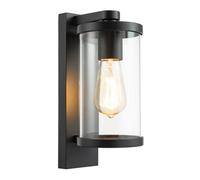 Happy Homewares Contemporary Chic Matte Black Garden Wall Light With Clear Polycarbonate Shade