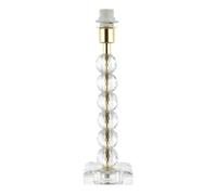 Happy Homewares Contemporary Clear K9 Crystal Glass and Polished Gold Table Lamp Base with Six Faceted Spheres | 1 x E14 7w | 32cm Height