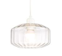 Contemporary Clear Ribbed Glass Non Electric Pendant Lamp Shade with Flat Style, Clear