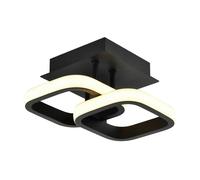 Happy Homewares Contemporary Compact Double Head 19w LED Ceiling Light Fitting in Matt Black