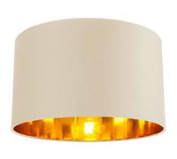 Contemporary and Chic Soft Cream Cotton 14" Table, Floor or Pendant Circular Drum Lamp Shade with Shiny Copper Inner - 60watt Maximum by Happy Homewares