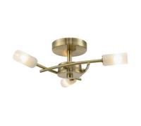 Happy Homewares Contemporary Designer 3-Arm Antique Brass Ceiling Light with Tubular Shades