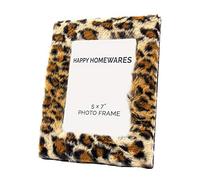 Happy Homewares Contemporary Designer Fluffy Leopard Print 5" x 7" Free Standing Picture Frame | Striking Home Addition