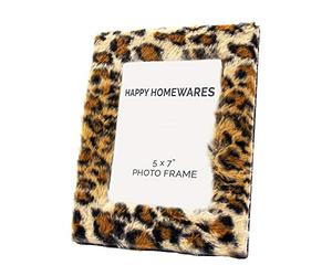 Happy Homewares Contemporary Designer Fluffy Leopard Print 5" x 7" Free Standing Picture Frame | Striking Home Addition