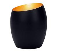 Happy Homewares Contemporary Designer Matt Black Metal Integrated LED Table/Floor Lamp Uplighter with Golden Inner Finish | 5w Integrated Warm White LED 450 Lumens | 16cm Height | On/Off Switch