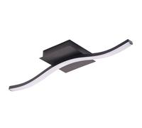 Happy Homewares Contemporary Designer Single Wavy Strip LED Ceiling Light Fitting in Matte Black| 6w LED | 3000k Warm White | 300 Lumens | Class 1