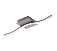 Happy Homewares Contemporary Designer Single Wavy Strip LED Ceiling Light Fitting in Matte Grey | 6w LED | 3000k Warm White | 300 Lumens | Class 1