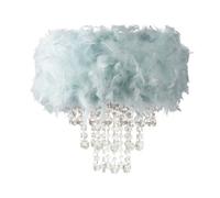 Happy Homewares Contemporary Duck Egg Feather Pendant Light Shade With Clear Acrylic Droplets