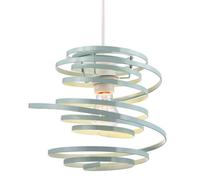 Modern Designer Duck Egg Gloss Metal Double Ribbon Spiral Swirl Ceiling Light Pendant Shade | 23cm Diameter | 60w Maximum by Happy Homewares