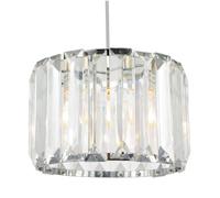Contemporary Easy Fit Chrome Pendant Shade with Clear Acrylic Rectangular Rods | 25cm Diameter | 11w Maximum | Simple Installation by Happy Homewares