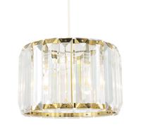 Happy Homewares Contemporary Easy Fit Gold Pendant Shade With Clear Acrylic Rectangular Rods