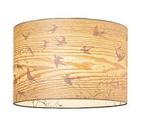 Happy Homewares Contemporary Eco Friendly Bamboo Wood Effect Lamp Shade with Inner Lining of Birds and Trees | Vivid and Eye-Catching Effect | 60w Maximum