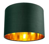 Contemporary and Chic Forest Green Cotton 10" Table or Pendant Circular Drum Lamp Shade with Shiny Copper Inner - 60watt Maximum by Happy Homewares