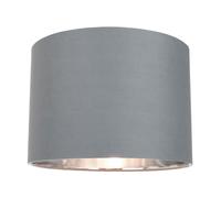 Contemporary and Chic Grey Cotton 12" Table or Pendant Circular Drum Lamp Shade with Shiny Silver Inner - 60watt Maximum by Happy Homewares