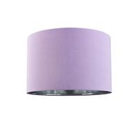Contemporary and Chic Soft Lilac Cotton 10" Table or Pendant Circular Drum Lamp Shade with Shiny Silver Inner - 60watt Maximum by Happy Homewares