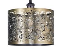 Happy Homewares Contemporary Metal Pendant Light Shade with Fern Leaf Decoration in Metallic Gold Happy Homewares Metallic Gold