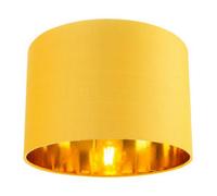 Contemporary and Chic Ochre Cotton 12" Table or Pendant Circular Drum Lamp Shade with Shiny Gold Inner - 60watt Maximum by Happy Homewares