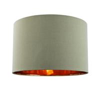 Happy Homewares Contemporary Olive Cotton 12" Table/Pendant Lamp Shade with Shiny Copper Inner