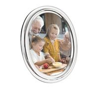 Happy Homewares Contemporary Oval Silver Plated Metal 5" x 7" Picture Frame with Rounded Border | Black Velvet Backing | Free Standing Only