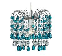 Contemporary Pendant Shade with Acrylic Droplets Happy Homewares Teal 10 inches