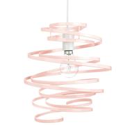 Modern Designer Soft Pink Gloss Metal Double Ribbon Spiral Swirl Ceiling Light Pendant Shade | 23cm Diameter | 60w Maximum by Happy Homewares