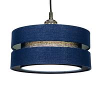 Happy Homewares Contemporary Quality Blue Linen Fabric Triple Tier Ceiling Pendant Light Shade
