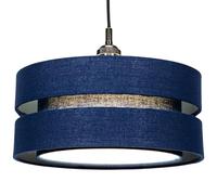 Happy Homewares Contemporary Quality Midnight Blue Linen Fabric Triple Tier Ceiling Pendant Lamp Shade | 60w Maximum | Designer Style | 35cm Diameter