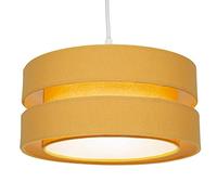 Happy Homewares Contemporary Quality Mustard Ochre Linen Fabric Triple Tier Ceiling Pendant Light Shade | 60w Maximum | Designer Style | 26cm Diameter