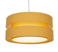 Contemporary Quality Mustard Ochre Linen Fabric Triple Tier Ceiling Pendant Light Shade | 60w Maximum | Designer Style | 26cm Diameter by Happy Homewares