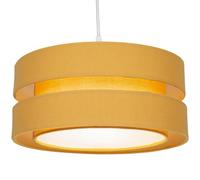Happy Homewares Contemporary Quality Ochre Mustard Linen Fabric Triple Tier Ceiling Pendant Lamp Shade | 60w Maximum | Designer Style | 35cm Diameter