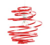 Happy Homewares Contemporary Red Gloss Metal Double Ribbon Spiral Swirl Ceiling Light Pendant