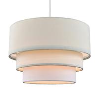 Happy Homewares Contemporary Round Triple Tier Cream and White Cotton Fabric Pendant Light Shade