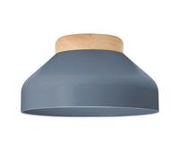 Contemporary Scandinavian Designed Semi Flush Ceiling Light in Graphite Charcoal Grey with Rubber Wood Base Plate | 18cm x 30cm by Happy Homewares