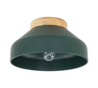 Happy Homewares Contemporary Scandinavian Designed Semi Flush Ceiling Light in Forest Green with Rubber Wood Base Plate | 18cm x 30cm