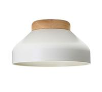 Happy Homewares Contemporary Scandinavian Designed Semi Flush Ceiling Light in Muted Dove Grey with Rubber Wood Base Plate | 18cm x 30cm