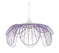 Happy Homewares Contemporary Shabby Chic Matte Soft Lilac Metal Wire Overlapping Floral Petals Ceiling Pendant Lamp Shade | 14cm x 26cm