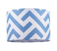 Contemporary Sky Blue Fabric Lamp Shade with Geometric Chevron Pattern | 30cm x 20cm | Ideal for Coastal Scandinavian or Modern Interiors by Happy Homewares