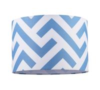 Happy Homewares Contemporary Sky Blue Fabric Lamp Shade with Geometric Chevron Pattern