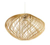 Happy Homewares Contemporary Spiral Rattan Pendant Shade With Natural Light Finish