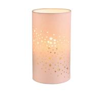 Modern Stars Decorated Children/Kids Blush Pink Cotton Bedside Table Light Creates Stunning Effect Against The Wall | 23cm x 13cm | 1 x E14 Bulb by Happy Homewares