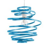 Happy Homewares Contemporary Teal Gloss Metal Double Ribbon Spiral Swirl Ceiling Light Pendant