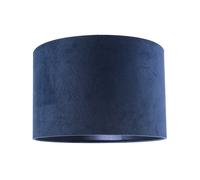 Happy Homewares Contemporary Thin Lined Midnight Blue Velvet Fabric Round Lamp Shade